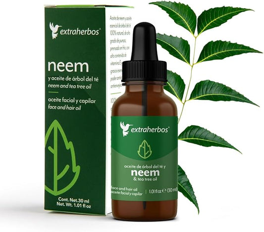 Organic NEEM Oil with Tea Tree Oil | Natural, Pure, Cold Pressed, Moisturizing, Healing, Oily Skin Oil | Non Oedogenic for All Skin Types, 30 ml