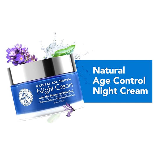 The Moms Co. Natural Age Control Night Cream for Face with Bakuchiol (Natural Retinol) & Niacinamide, Anti-wrinkle Cream for Women, Helps Fight Fine Lines & Aging 1.8oz/50g
