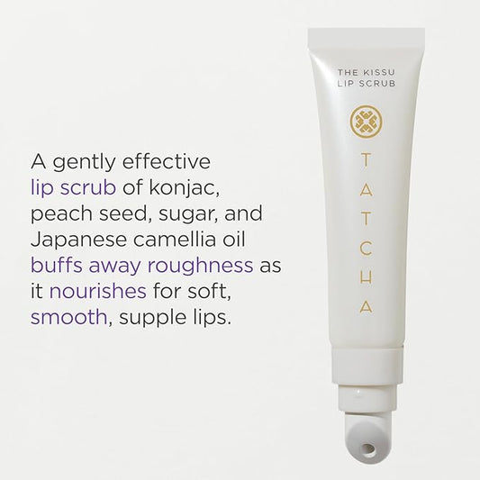 Tatcha Kissu Lip Scrub, Moisturizing Lip Exfoliant with Peach Seed Scrub for Polish, Smooth Lips