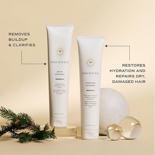 INNERSENSE Organic Beauty - Hair Revival Duo Holiday Set | Detox Hair Mask, Hydrate Hair Mask | Non-Toxic, Cruelty-Free, Clean Haircare (2 piece set)
