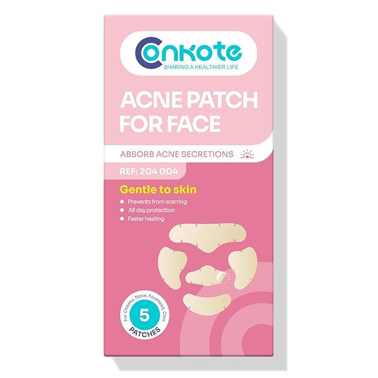 Conkote Acne Patches for Face, Large Pimple Patches to Absorb Acne Gunk from T-Zone, Cheeks, and Chin, Invisible Spot Treatment for Breakouts and Blemishese, 5 Count