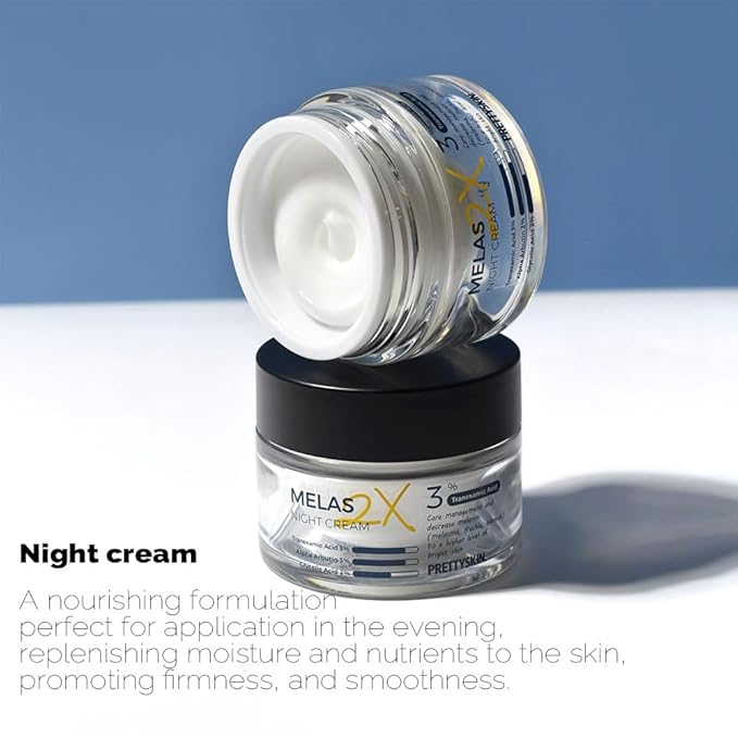 Melas 2X Night Cream for Dark Spots, Uneven Skin Tone & Texture – Hydrating Facial Moisturizer with Tranexamic Acid, Alpha Arbutin & Glycolic Acid, 1.69 fl oz