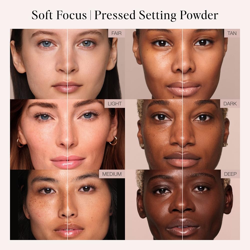 Jouer Soft Focus Hydrate & Setting Powder - Pressed Powder with Matte Finish - Blurring Powder for Fine Lines and Pores - Set Face Makeup Foundation or Concealer - Dark