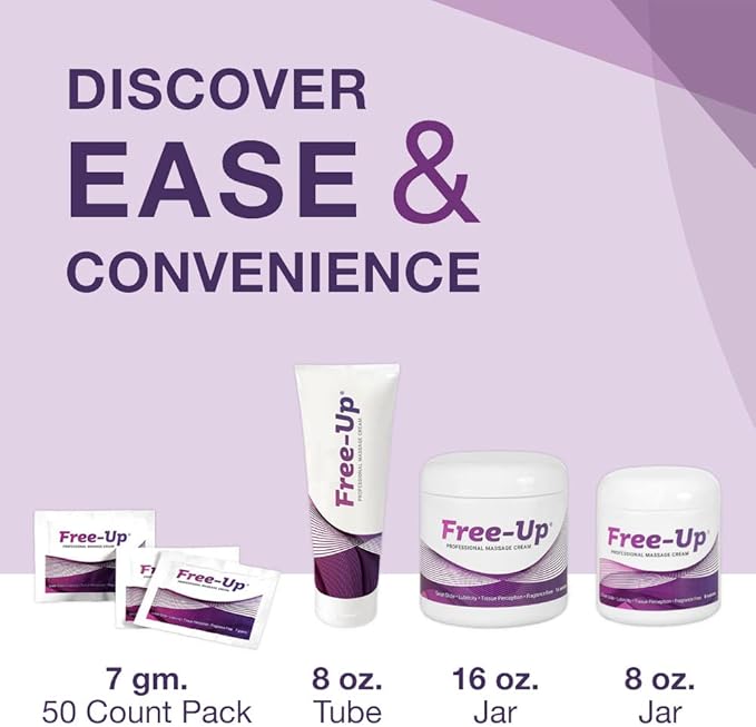 Free-Up-Professional Massage Cream, Fragrance-Free, Great Glide, Lubricity, Tissue Perception, Perfect for Physical Therapy, Massage Versatile, Non-Greasy, 16 Oz Jar