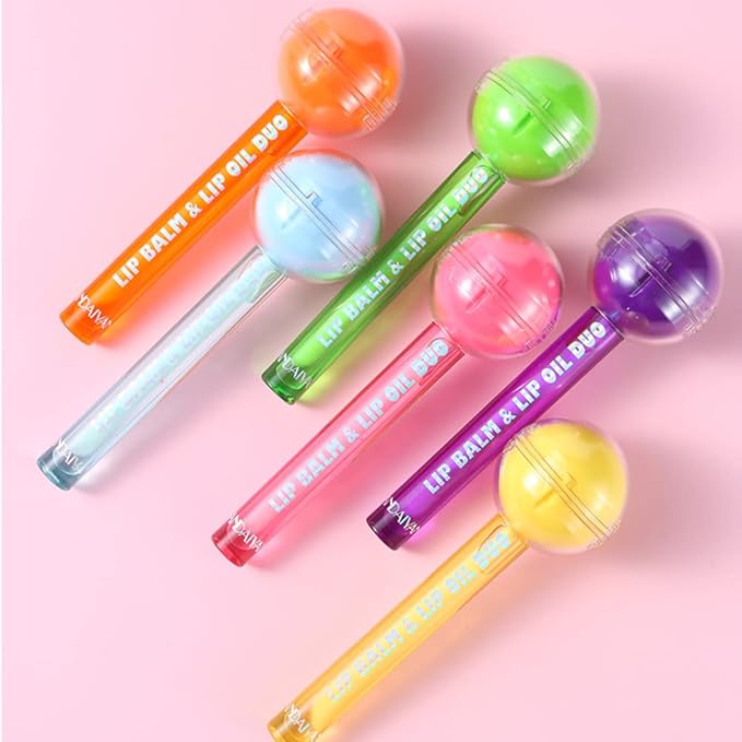 Lip Gloss and Lip Balm Combo, Magic pH Color Changing Lipstick & Vitamin E Clear Lip Oil Combo, Hydrating Plumping Lip Care Product for Girls (Yellow)