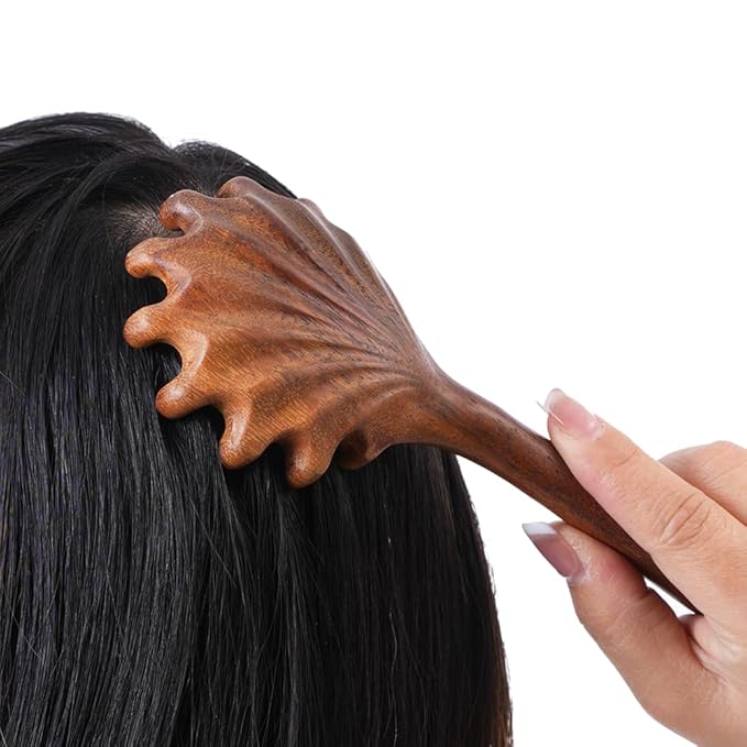 Handcrafted Wooden Scalp Massager - Scalp Scrubber for Hair Growth and Stress Relief, Made with Natural Wood, Scalp Brush Massager for Dandruff Reduction, Unique Gift for Mom, Dad & Self-Care Lovers