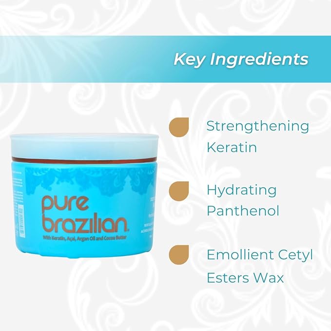 Pure Brazilian Deep Conditioning Masque with Brazilian Keratin, Acai & Arginine, Deep Conditioner Hair Treatment, 16 Fl Oz