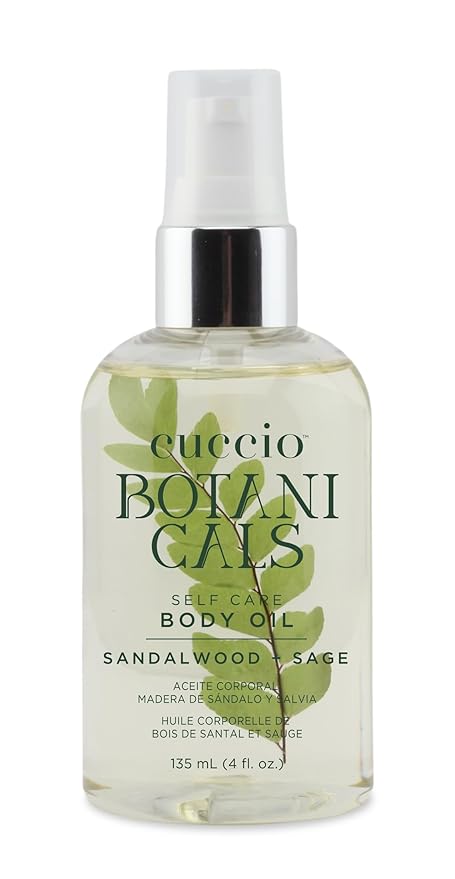 Cuccio Botanicals Multi-Use Face, Body & Hair Oil - Sandalwood & Sage – Hydrating & Nourishing Oil Enriched with Coconut & Vitamin E, 4 fl oz