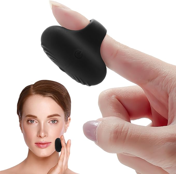 TrelaCo Pocket Mini Ring Facial and Eye Massage Ball USB Rechargeable Fingertip Massager Face Facial Muscle Tightening Anti-Aging Relief Eyes Dark Circles, Eye Puffiness, Fatigue (Black)