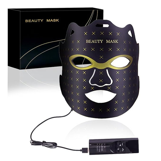 Red Light Therapy For Face,Led Face Mask Light Therapy, 7 Color Red Light Therapy Mask, Rechargeable,Portable,Household Led Face Mask (Black)
