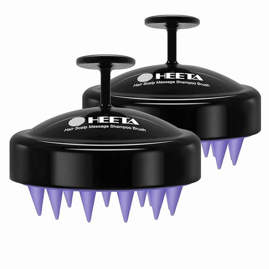 HEETA Scalp Massager Hair Growth 2-Pack, Soft Silicone Scalp Scrubber Shampoo Brush for Exfoliation Dandruff Removal Head Massage Stress Relax, Wet & Dry Use for Women Men Thick Thin Curly Hair Care