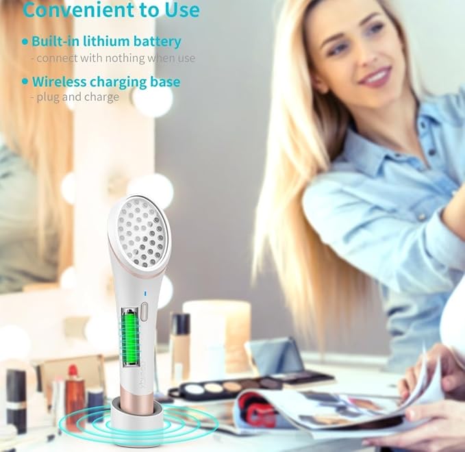 Lyte Wireless Dual Red & Blue LED Light Therapy for Face Includes Hyaluronic Serum Automatic Contact Sensor 2-in-1 Blue and Red LED Light Therapy for Face Wrinkle Reduction Device