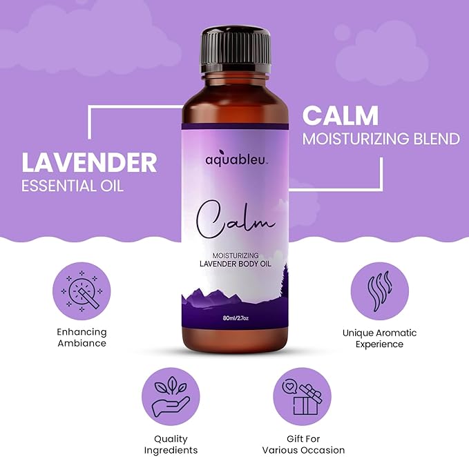 Lavender Massage Oil – Calming Aromatherapy Blend for Relaxation – 80ml Bottle – Ideal for Tranquility – Great Gift for Women