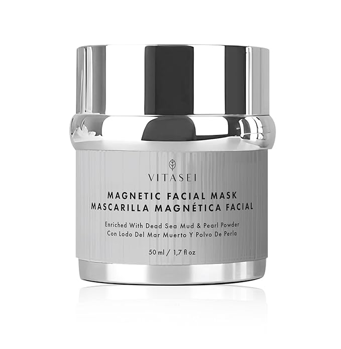 Magnetic Dead Sea Mud Mask for Face & Body, Spa Quality Pore Reducer for Acne, Blackhead & Oily Skin, Facial Mask for Deep Cleansing, Hydration W/Pearl Powder, Natural Oils, Vitamin- 1.7 Fl Oz