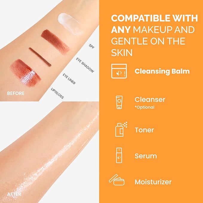 PLANTIFIQUE Korean Cleansing Balm Makeup Remover with Mango, Hyaluronic Acid, and Ceramide - Nourishing Melting Cleanser for All Skin Types, 1.41 oz / 40 g