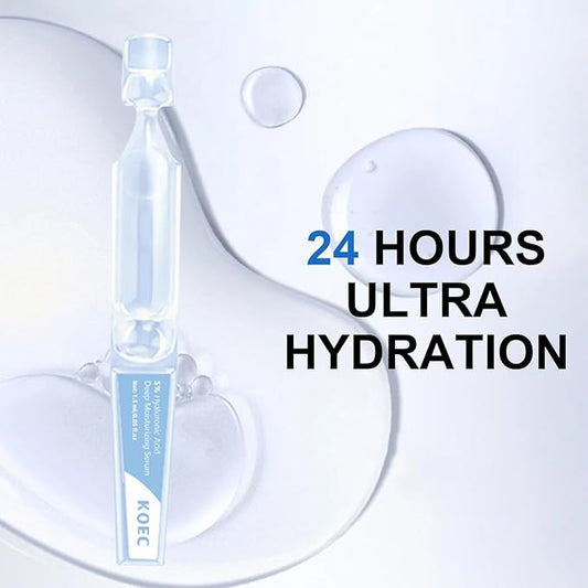 5% Hyaluronic Acid Serum,Acid Serum for Face,UltraHydrating Serum 5% Hyaluronic Acid Smoother Skin,Anti-Aging,Hyaluronic Acid Tubes Single-Use Vials Pre-makeup Skincare(1.5 ml*30)
