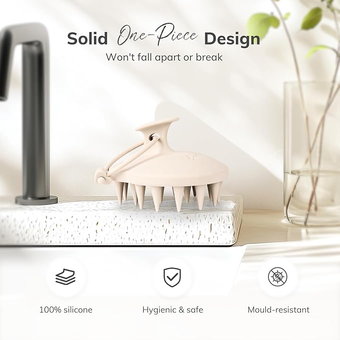 Sndyi Silicone Scalp Massager Hair Growth, Scalp Scrubber with Soft Silicone Bristles, Scalp Exfoliator for Dandruff Removal, Large Size Shampoo Brush, Wet Dry Scalp Brush for Long Thick Curly Hair