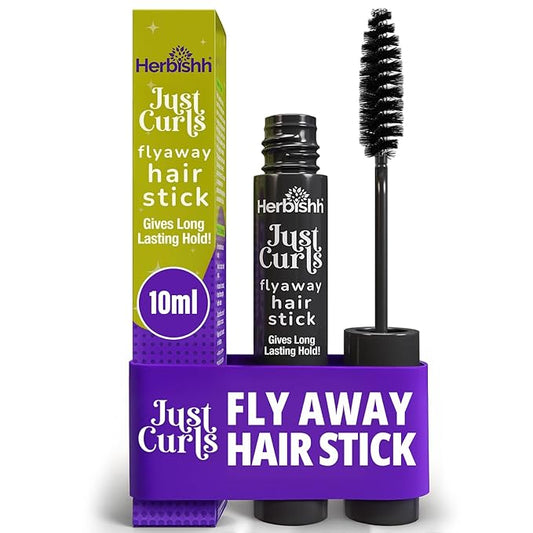 Herbishh Just Curls Flyaway Hair Stick, Quick Hair Finishing Stick for Flyaways, Frizz Control, & Slick Back Look, Non-Greasy Smoothing Serum & Frizz Tamer Wand for Hairline & Nape Areas 0.34 fl.oz
