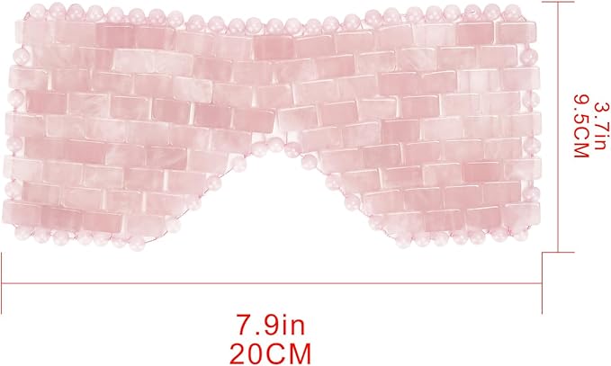 Natural Crystal Eye Mask, Rose Quartz Eye Mask for Alleviate Puffiness Massage Relax Wrinkles Relieve Migraine Meditation Beauty (Pink)