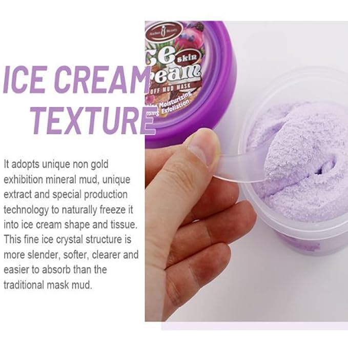 AICHUN BEAUTY Ice Cream Facial Wash Off Mud Mask Oil-Control Deep Cleaning Moisturizing Exfoliation Blackhead Skin Care 100g 3.38FL. OZ (GRAPE&COCONUT)