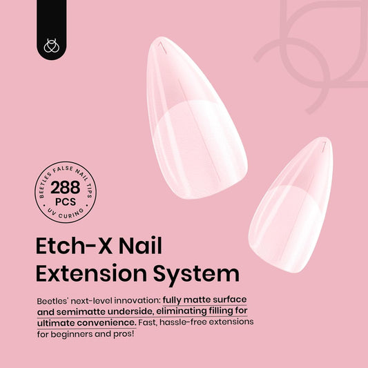 Beetles Medium Almond Nail Tips: 288PCS Medium Almond Matte Clear False Acrylic Press on Nails Tips 12 Sizes Pre-shape Full Cover Nail Tips Nail Extension DIY Valentines Day Gifts for Women