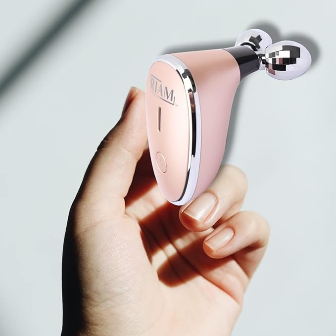 Microcurrent-Facial-Device, Microcurrent Facial Roller, Microcurrent Facial Massager, Skin Tightening, Face & Neck Roller, Anti-Aging Wrinkle, Skin Care Tools at Home, Glossy Gold