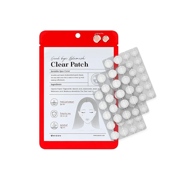MIZON Good Bye Blemish Clear Patch Invisible Korean Acne Pimple Covering Zits Waterproof Non-drying Thin Cover Excellent Skin Adhesion Patch Spot Cover (44ea)
