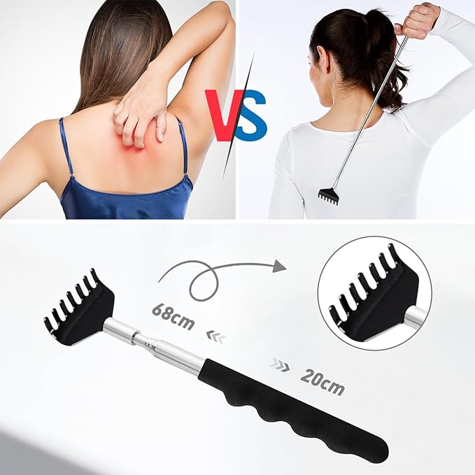 Head Massager Back Scratcher, 20 Fingers Head Scratcher Scalp Massager & Extendable Back Scratcher for Men Women, Stocking Stuffers for Deep Relaxation, Stress Relief & Hair Stimulation