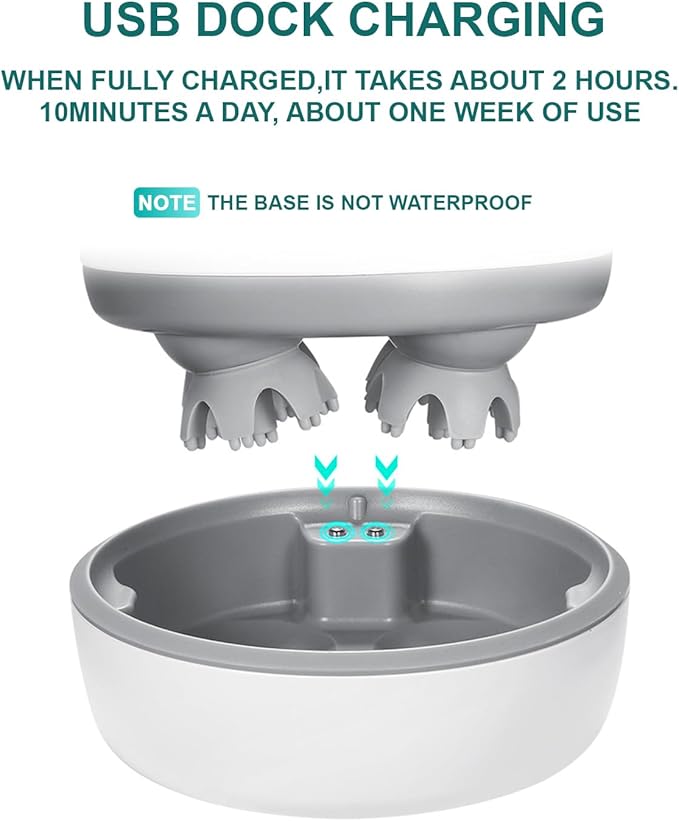 VGU Rechargeable Scalp Massager with Multi-Node Design, Promotes Hair Growth, Relieves Stress, Waterproof, Portable Handheld Head Massager