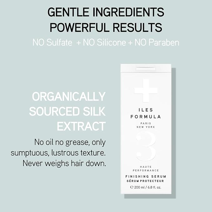 ILES FORMULA Haute Performance Finishing Serum – Style & Smooth Without Weighting Hair Down, Protects Hair from Heat, Humidity, UV Rays + Color Fade - 6.8 Fl Oz (200 ML)