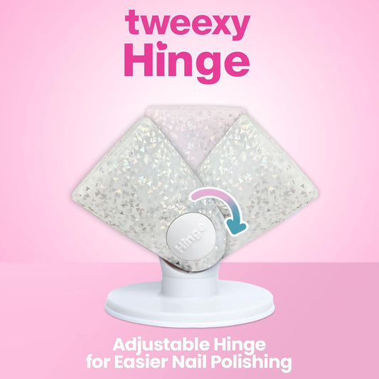 Tweexy Hinge Untippable Anti-Spill Nail Polish Holder | Smartgrip Suction Stand, Tilted for Fingernail Painting & Nail Art (Silver Sparkle)