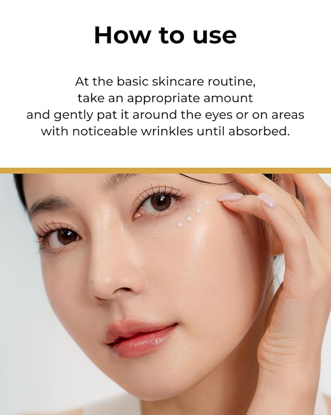 bom COSMETICS Peptide Power Eye Cream 1.05 Fl Oz, Penta-Peptide and 99% Pure Gold Lightweight Eye Cream for Skin Collagen Boost to Reduces Fine Lines, Wrinkles, Enhances Elasticity, Korean Skin Care