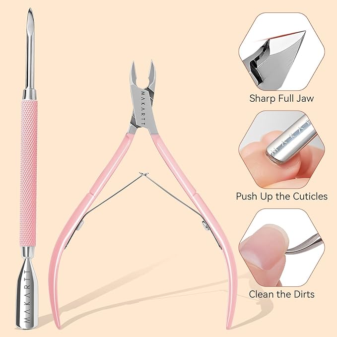 Makartt Cuticle Remover Kit, Nail Care Kit with Cuticle Oil Pen, Cuticle Trimmer, Nail File & 120ml Cuticle Remover Liquid, Nail Manicure Kit for Cuticle Softener & Moisturize
