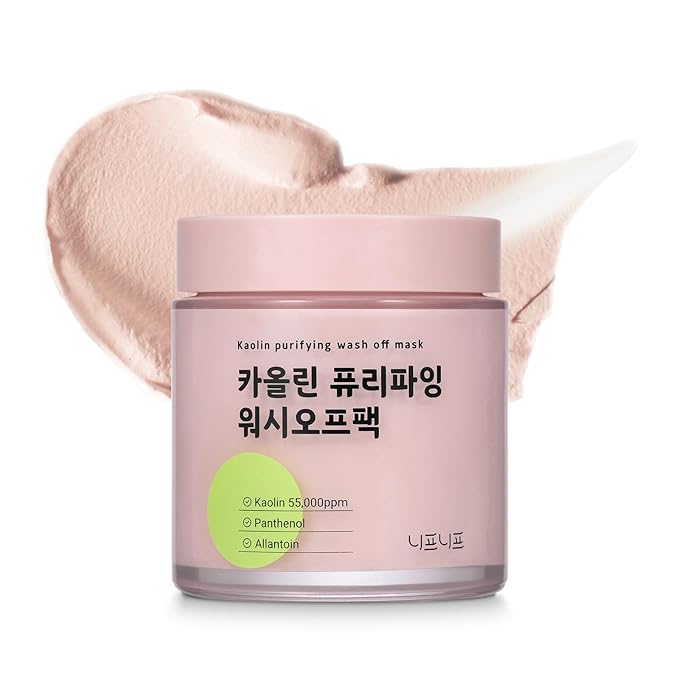 Kaolin Purifying Wash Off Pack, Pore Cleansing Mask for Dry Sensitive Skin, Softening amd Hydrating, Korean Skincare (3.88oz / 110g)