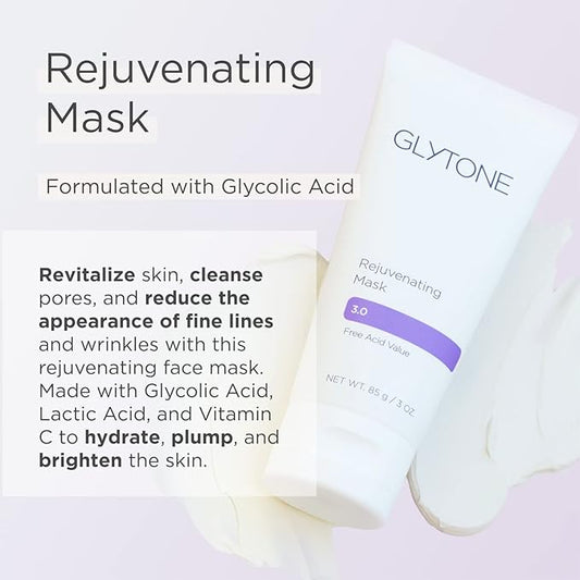 Glytone Rejuvenating Mask - 3% Pure Glycolic Acid, Lactic Acid, Vitamin C & Collagen - Purify & Exfoliate - For All Skin Types - Fragrance-Free - 3 fl. oz.
