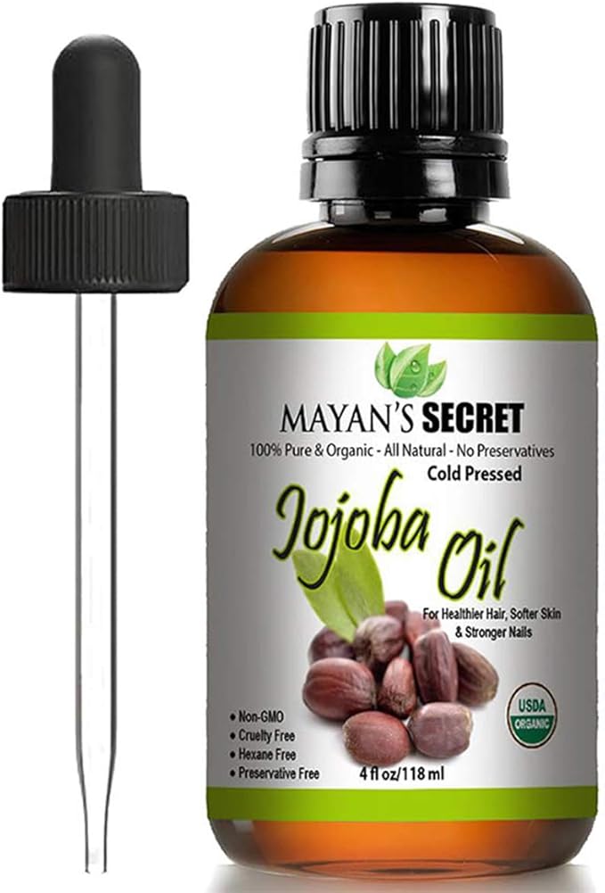 Mayan's Secret Pure Carrier and Essential oils for Skin Care, Hair, Body Moisturizer for Face-Anti Aging Skin Care (Jojoba Oil Organic, 4oz)