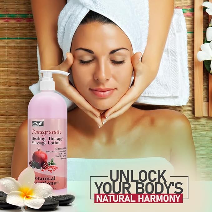 PRO NAIL - Healing Therapy Massage Lotion - Professional Pedicure, Body and Hot Oil Manicure, Infused with Natural Oils, Vitamins, Panthenol and Amino Acids (Pomegranate, 32 Oz)