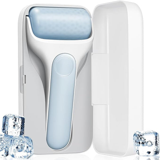 MORGLES Ice Roller for Face, Premium Facial Roller for Puffiness, Dark Circles and Lymphatic Drainage, Cold Face Roller for Women Self Care with Carry Case