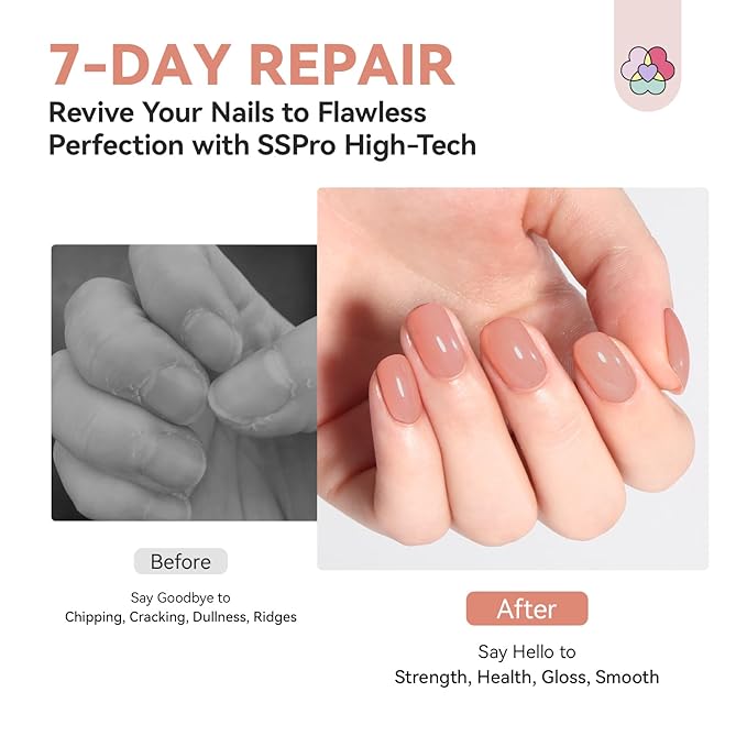 SAVILAND Advanced Nail Strengthener: Nude Air Dry Natural Concealer Foundation Polish Nail Growth for Damaged Nails Repair Weak & Thin Nails Fingernail Strengthening 15ml Women Gift