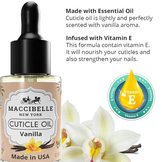 Maccibelle Cuticle Oil 0.5 oz - Heals Dry Cracked Cuticles (Sweet Vanilla, 0.5 Fl Oz)