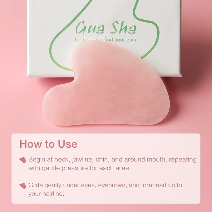 huefull Gua Sha Facial Tools for Face and Body –Spa Gifts for Women, Natural Rose Quartz Guasha Tool for Face, Relieving Tension,Self Care Gift for Women & Men