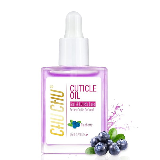 CHUCHU Organic Cuticle Oil for Nails: Blueberry Jojoba Nail Oil with Vitamin B & E - Moisturizes, Repairs, and Promotes Nail Growth - Prevents Dryness, Hangnails, and Chapped Skin 15ML