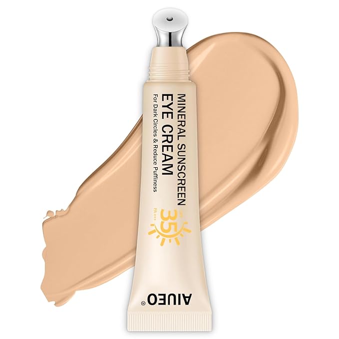 Scarman Mineral Eye Cream, 3-in-1 Anti-Aging Eye Cream, SPF 35, Wrinkle Care, Filter Phone Skin-Damaging Blue Light for Dark Circle and Fine Lines, 15ML(#02 Medium)