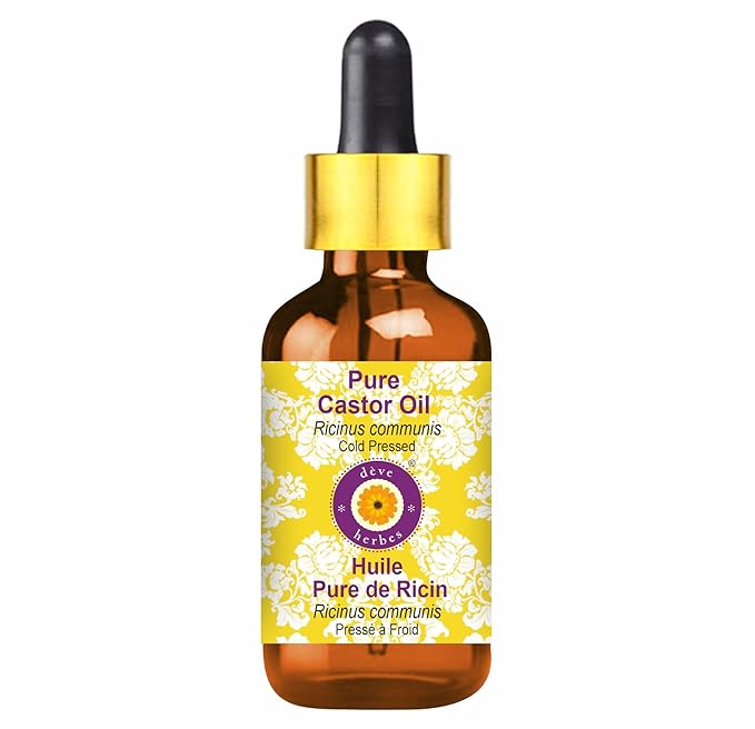 dève herbes Pure Castor Oil (Ricinus communis) with Glass Dropper Cold Pressed 15ml (0.50 oz)
