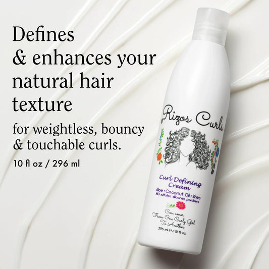 Rizos Curls Travel Curl Defining Cream, Enhance Waves, Curls & Coils, Soft Hold for Weightless Volume, Moisturizing for Frizz-Free Shine with Aloe Vera, Coconut Oil & Shea Butter, 2.5 oz