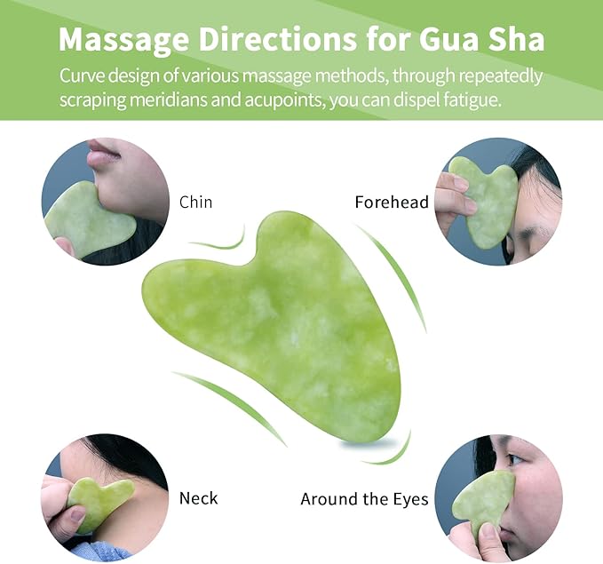 3-in-1 Natural Stone Jade Roller and Gua Sha Set for Face and Eye Ice Roller Facial Cooling Massage Roller