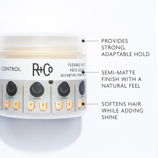 R+Co Control Flexible Paste | Strong Hold + Natural Finish| Vegan + Cruelty-Free | 2.2 Oz