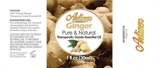 Artizen 30ml Oils - Ginger Essential Oil - 1 Fluid Ounce - Ginger Oil - Aromatherapy Oils - Ginger Aromatherapy Oil