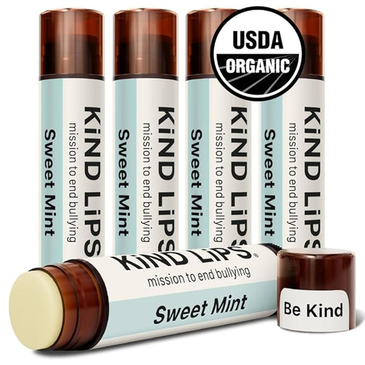 Sweet Mint Lip Balm 5-Pack | Refreshing Organic Lip Moisturizer | Natural, Clean, Gluten & Grain-Free | Hydrating Chapstick Alternative | Daily Lip Care | Made in USA