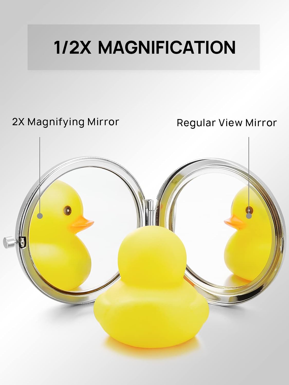 Compact Mirror Bulk, Set of 100 Double-Sided 1X/2X Magnifying Metal Pocket Makeup Mirrors(Round, Silver)